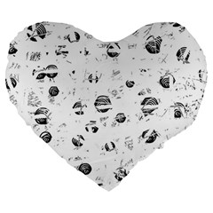 White And Gray Soul Large 19  Premium Heart Shape Cushions by Valentinaart