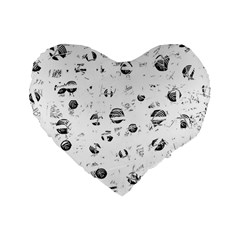 White And Gray Soul Standard 16  Premium Flano Heart Shape Cushions by Valentinaart