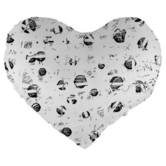 White And Gray Soul Large 19  Premium Flano Heart Shape Cushions by Valentinaart