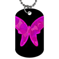 Purple Butterfly Dog Tag (one Side) by Valentinaart