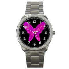 Purple Butterfly Sport Metal Watch by Valentinaart