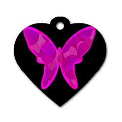 Purple Butterfly Dog Tag Heart (two Sides) by Valentinaart