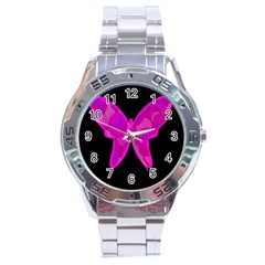 Purple Butterfly Stainless Steel Analogue Watch by Valentinaart