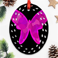 Purple Butterfly Ornament (oval Filigree)  by Valentinaart