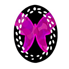 Purple Butterfly Oval Filigree Ornament (2-side)  by Valentinaart