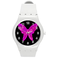 Purple Butterfly Round Plastic Sport Watch (m) by Valentinaart