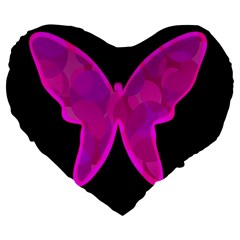 Purple Butterfly Large 19  Premium Heart Shape Cushions by Valentinaart