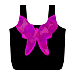 Purple Butterfly Full Print Recycle Bags (l)  by Valentinaart