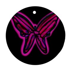 Purple Neon Butterfly Ornament (round)  by Valentinaart