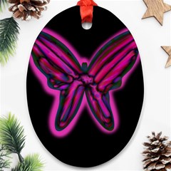 Purple Neon Butterfly Ornament (oval) 