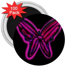 Purple Neon Butterfly 3  Magnets (100 Pack) by Valentinaart