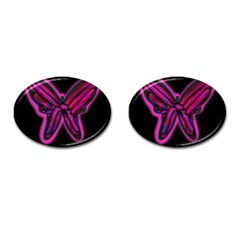 Purple Neon Butterfly Cufflinks (oval) by Valentinaart