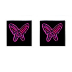 Purple Neon Butterfly Cufflinks (square) by Valentinaart