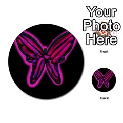 Purple Neon Butterfly Multi-purpose Cards (round) 