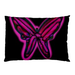 Purple Neon Butterfly Pillow Case by Valentinaart