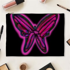 Purple Neon Butterfly Cosmetic Bag (xl) by Valentinaart