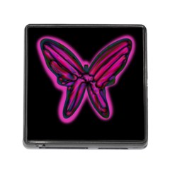 Purple Neon Butterfly Memory Card Reader (square) by Valentinaart