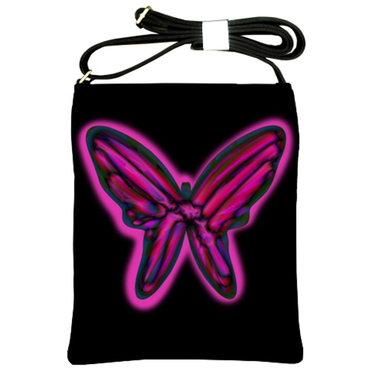 Purple neon butterfly Shoulder Sling Bags