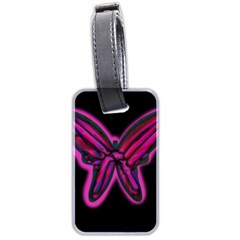 Purple Neon Butterfly Luggage Tags (two Sides) by Valentinaart