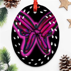 Purple Neon Butterfly Ornament (oval Filigree) 