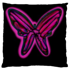 Purple Neon Butterfly Large Cushion Case (one Side) by Valentinaart