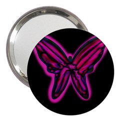 Purple Neon Butterfly 3  Handbag Mirrors by Valentinaart