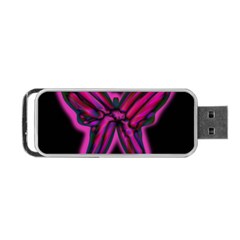 Purple Neon Butterfly Portable Usb Flash (one Side) by Valentinaart