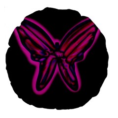 Purple Neon Butterfly Large 18  Premium Round Cushions by Valentinaart