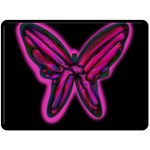 Purple neon butterfly Double Sided Fleece Blanket (Large)  80 x60  Blanket Front