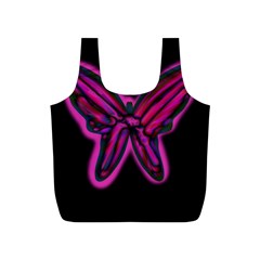 Purple Neon Butterfly Full Print Recycle Bags (s)  by Valentinaart