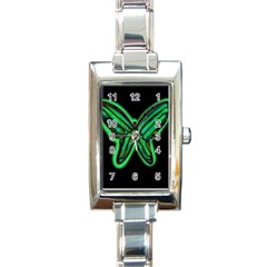 Green Neon Butterfly Rectangle Italian Charm Watch by Valentinaart