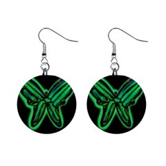 Green Neon Butterfly Mini Button Earrings