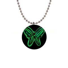 Green Neon Butterfly Button Necklaces