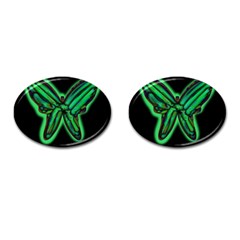 Green Neon Butterfly Cufflinks (oval) by Valentinaart