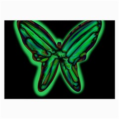 Green Neon Butterfly Large Glasses Cloth by Valentinaart