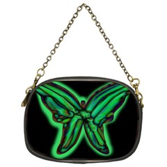 Green Neon Butterfly Chain Purses (one Side)  by Valentinaart