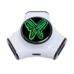 Green Neon Butterfly 3-port Usb Hub by Valentinaart