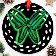 Green Neon Butterfly Ornament (round Filigree) 