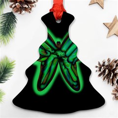 Green Neon Butterfly Christmas Tree Ornament (2 Sides)