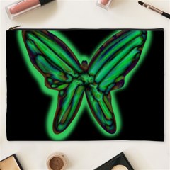 Green Neon Butterfly Cosmetic Bag (xxxl)  by Valentinaart