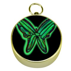 Green Neon Butterfly Gold Compasses by Valentinaart