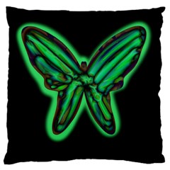 Green Neon Butterfly Large Flano Cushion Case (two Sides) by Valentinaart