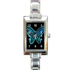 Blue Butterfly Rectangle Italian Charm Watch by Valentinaart