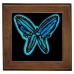 Blue Butterfly Framed Tiles by Valentinaart