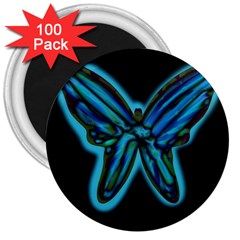 Blue Butterfly 3  Magnets (100 Pack) by Valentinaart