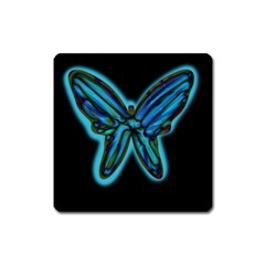 Blue Butterfly Square Magnet by Valentinaart