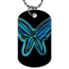 Blue Butterfly Dog Tag (two Sides) by Valentinaart