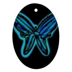 Blue Butterfly Oval Ornament (two Sides) by Valentinaart