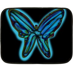 Blue Butterfly Double Sided Fleece Blanket (mini)  by Valentinaart