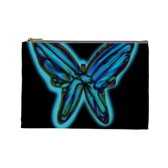 Blue Butterfly Cosmetic Bag (large)  by Valentinaart